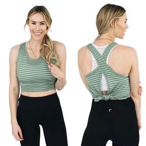 NWT Zyia Forest Nimbus Split Back Athletic Tank Size Medium Green Stripe